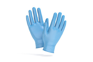 Blue Rubber Gloves 2 Types 3D Model