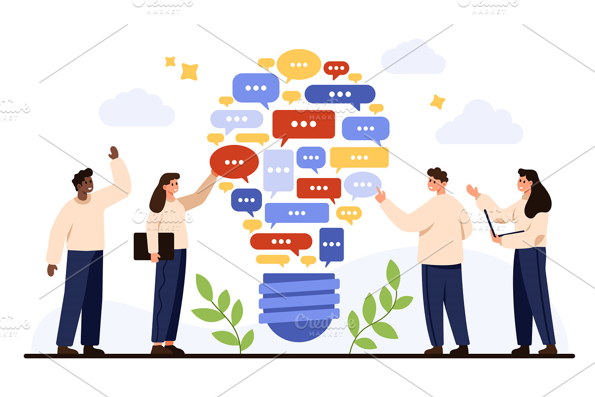 Teamwork and Communication Creative, a Person Illustration by Flashvector