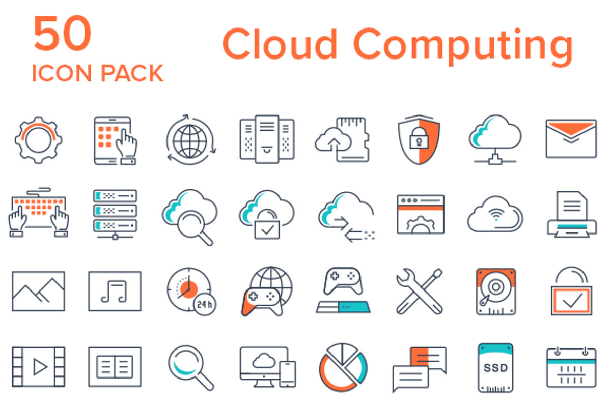 50 Cloud Computing Icons, an Icon by Themeclues