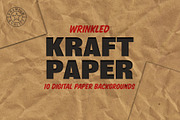Wrinkled Kraft Paper Backgrounds, a Texture Graphic by The Fake PNG (Thumbnail 1 of 6)