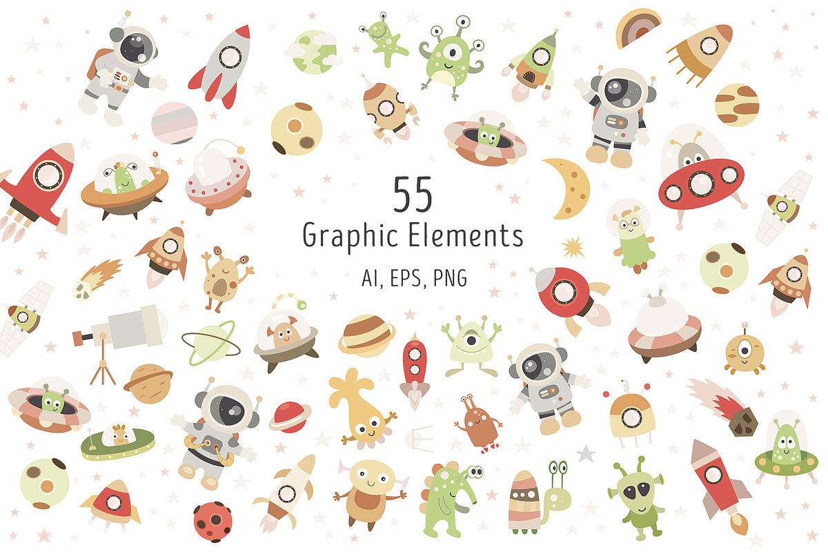 Nursery Art Space Kids Bundle, a Decorative Illustration by Nursery Art (Photo 2 of 8)
