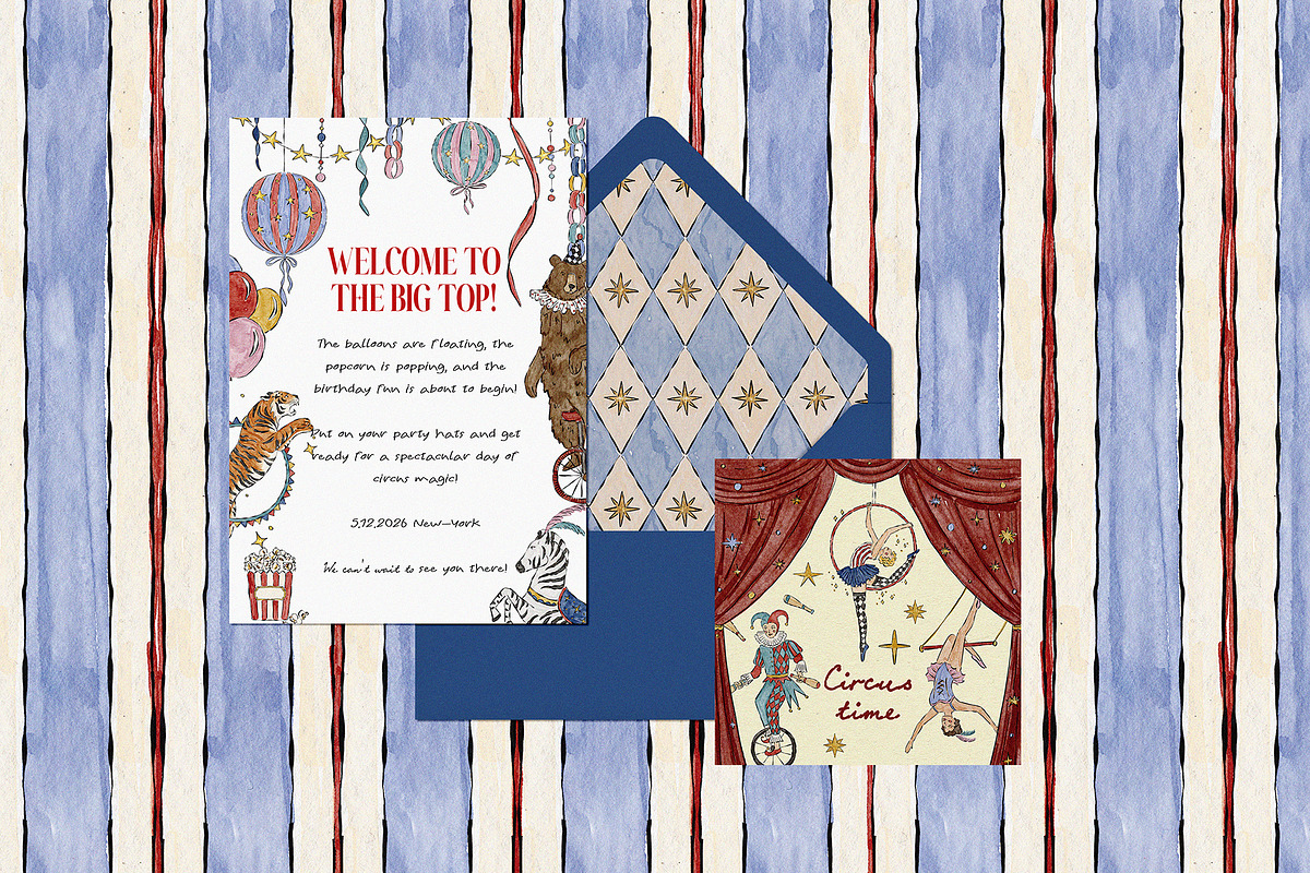 Vintage Watercolor Circus Clipart, an Object Illustration by Teresa Art Store (Photo 7 of 9)