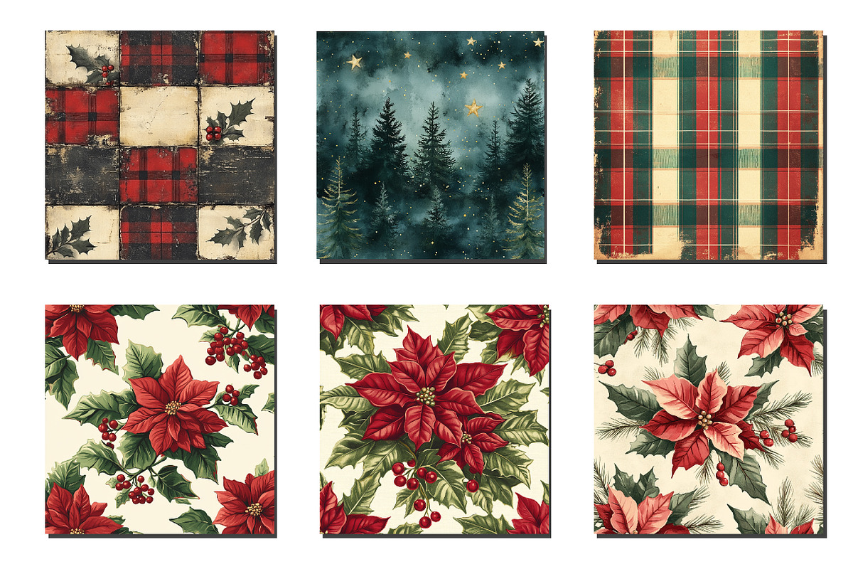 Vintage Red and Green Christmas Patt, an Illustration by Designworld (Photo 2 of 4)