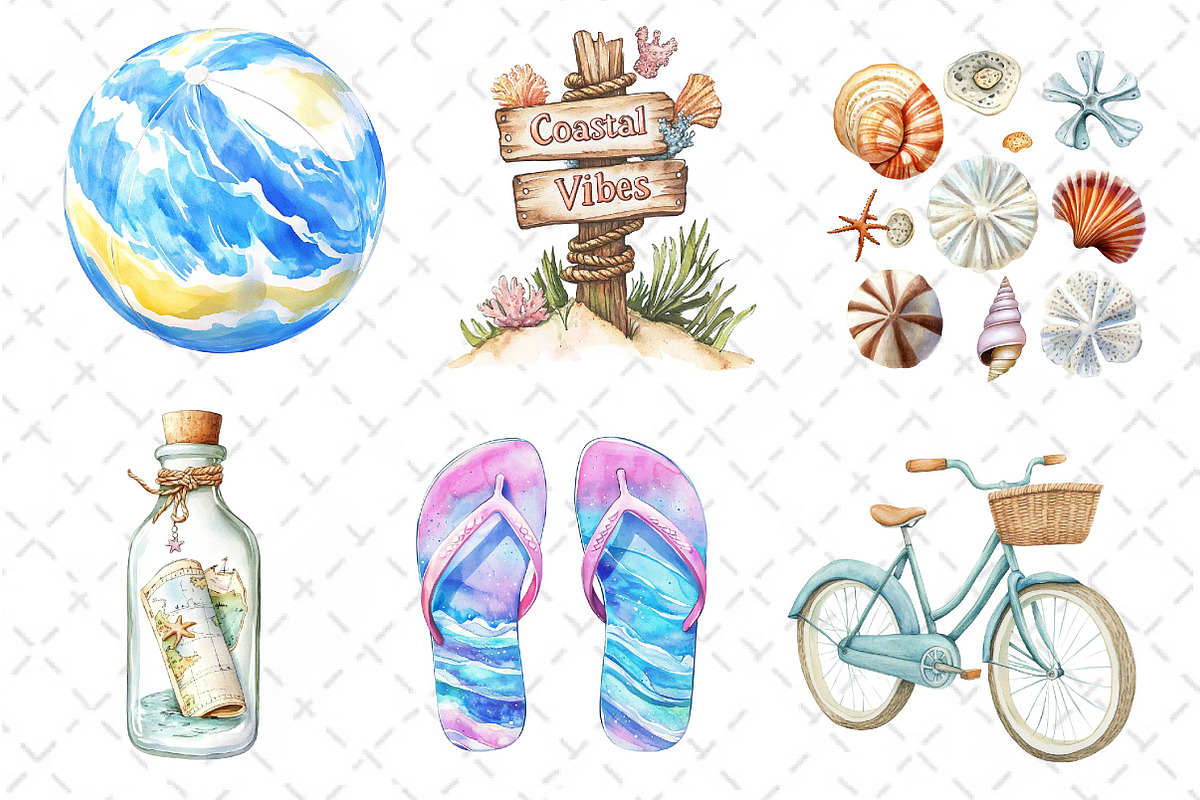 Coastal Summer Sublimation Clipart, an Illustration by Dream Creation (Photo 3 of 6)