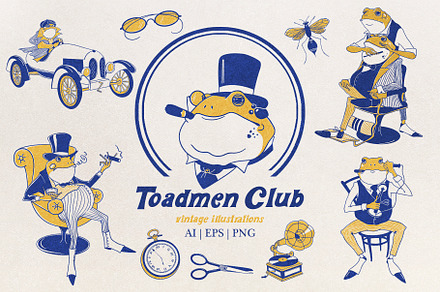 Toad Gentleman Vintage Illustrations, an Animal Illustration by ArtPavo