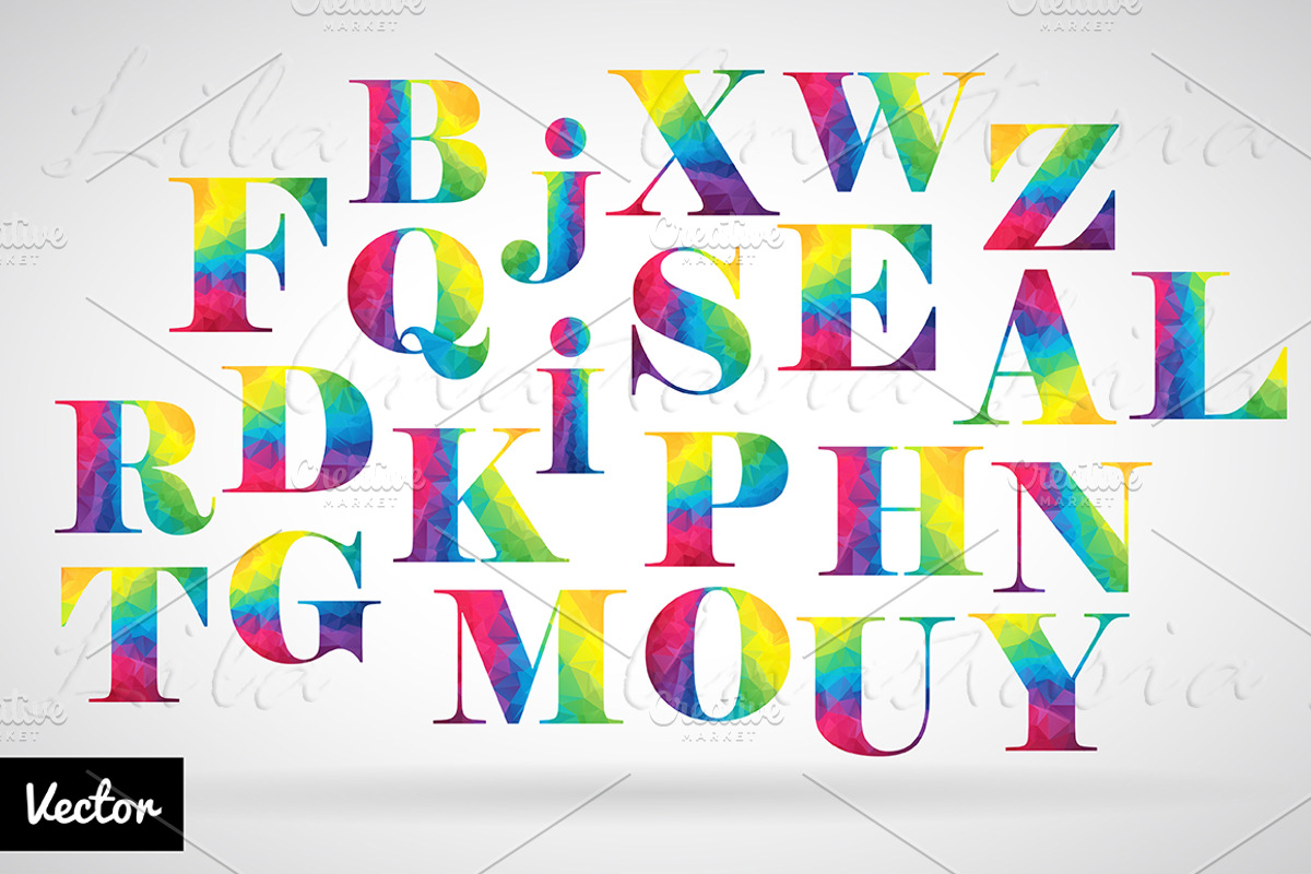Rainbow polygonal alphabet, a Decorative Illustration by A.Lila (Photo 2 of 4)