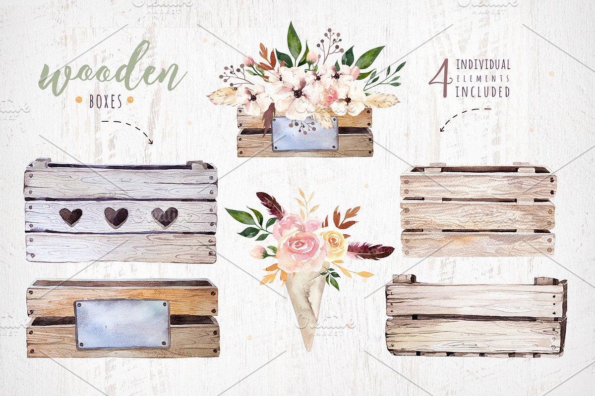 Bohemian watercolor collection II, a Texture Illustration by Peace ART (Photo 6 of 7)