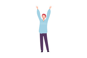 Smiling Young Man with Raising, a Person Illustration by TopVectors