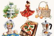 Watercolor Italian Clipart Bundle, an Object Illustration by SparkyDesignsUS (Thumbnail 5 of 10)