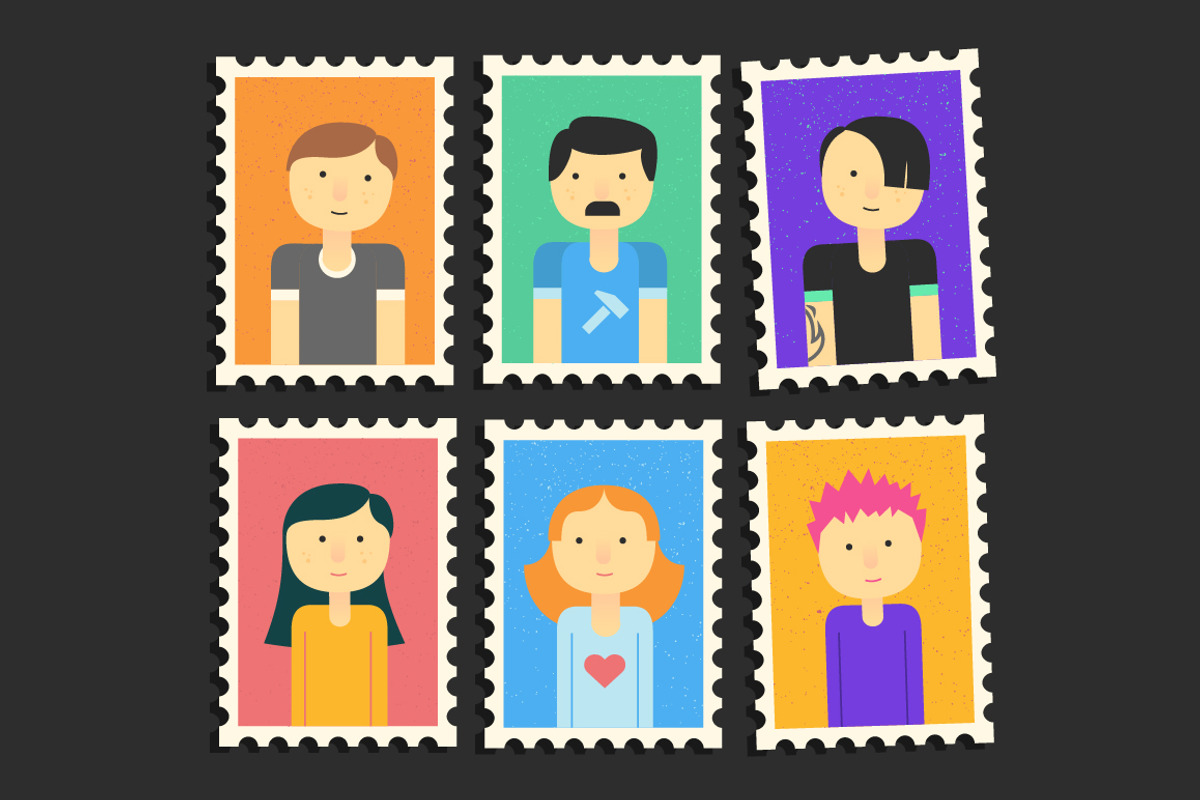 Minimalistic Flat Persons Stamps Set, a Person Illustration by ANNO Graphics (Photo 3 of 3)