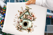 Whimsical Spring Birdhouse Clipart, an Illustration by SinaCreation (Thumbnail 10 of 11)