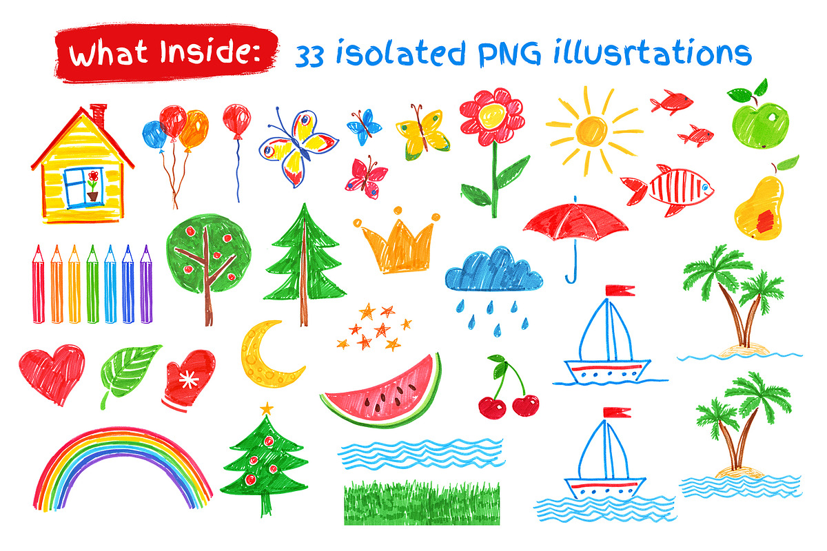 Child Drawings collection, an Object Graphic by Sonya Illustrations (Photo 2 of 6)