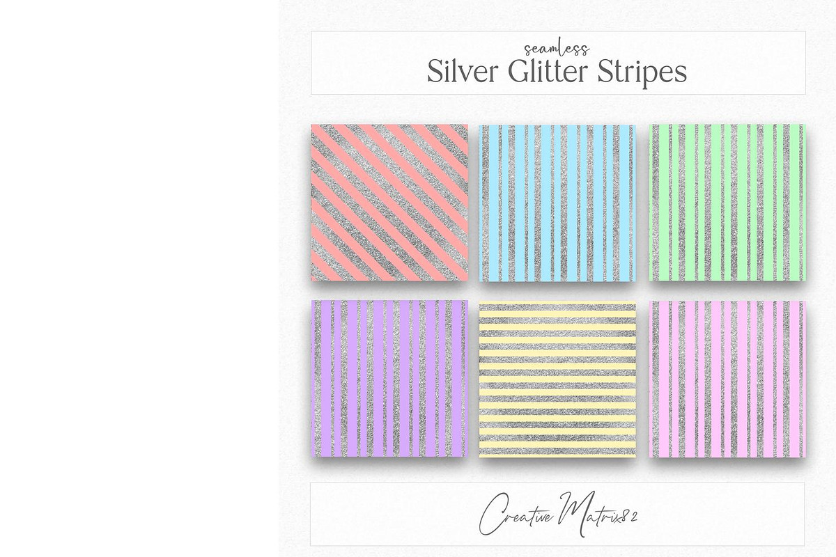 Silver Glitter Stripes Seamless JPG, a Texture Graphic by Creative Matrix82 (Photo 4 of 5)