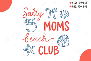 Doodle Summer Salty Moms Beach Club, an Illustration by OK Design