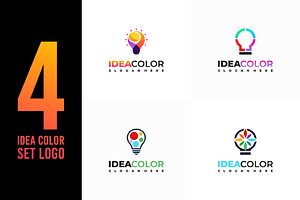 Set of Colorful lightbulb logo