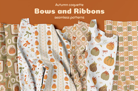 Autumn coquette bows and ribbons, a Pattern Graphic by Tani Kuzminka