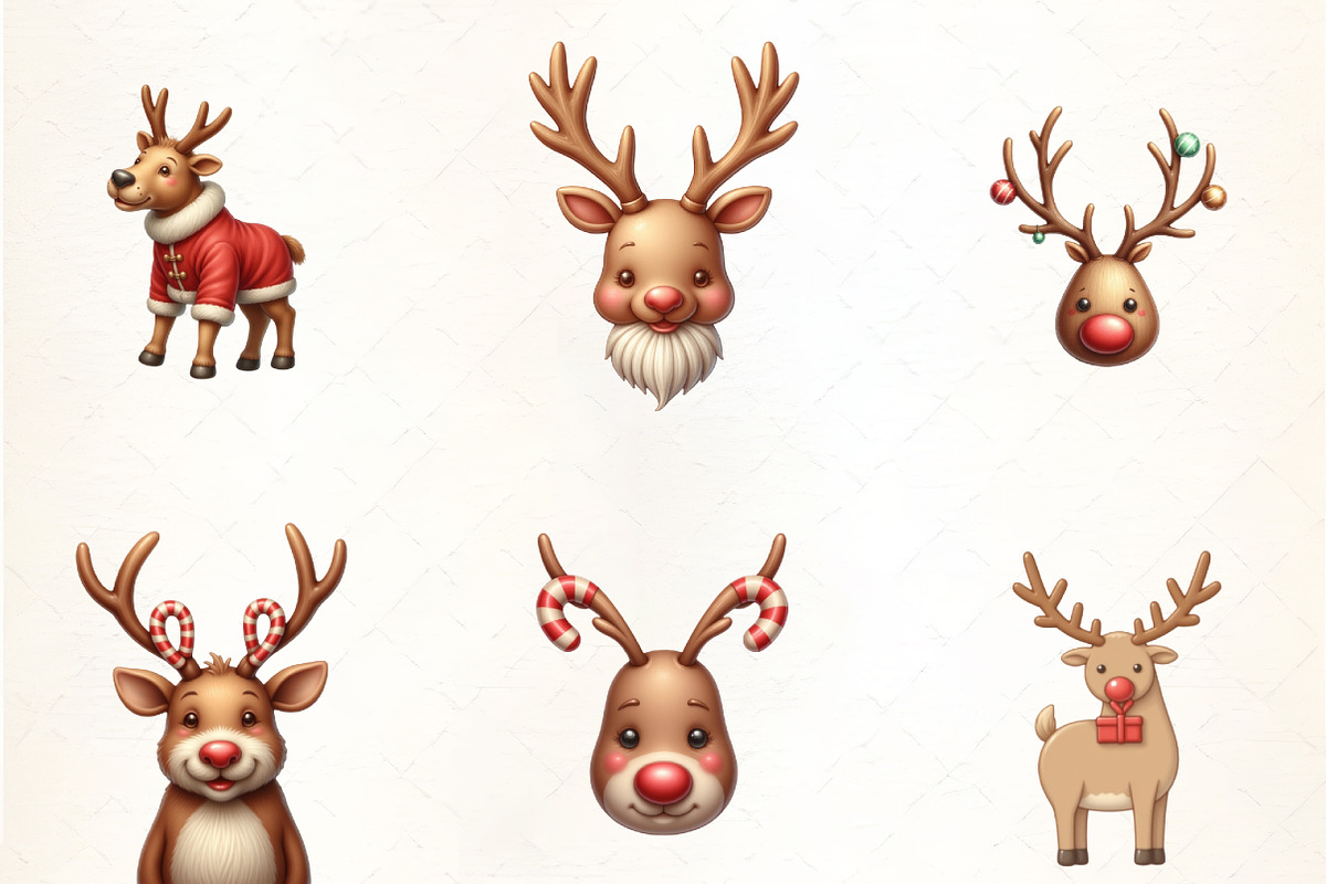Quirky Christmas Reindeer Clipart Bu, an Illustration by CrexoraLab (Photo 2 of 5)