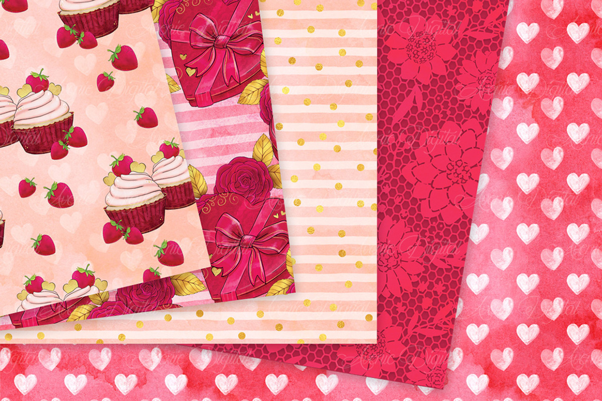 Watercolor Valentine's Day Patterns, a Pattern Graphic by Avenie Digital (Photo 3 of 4)