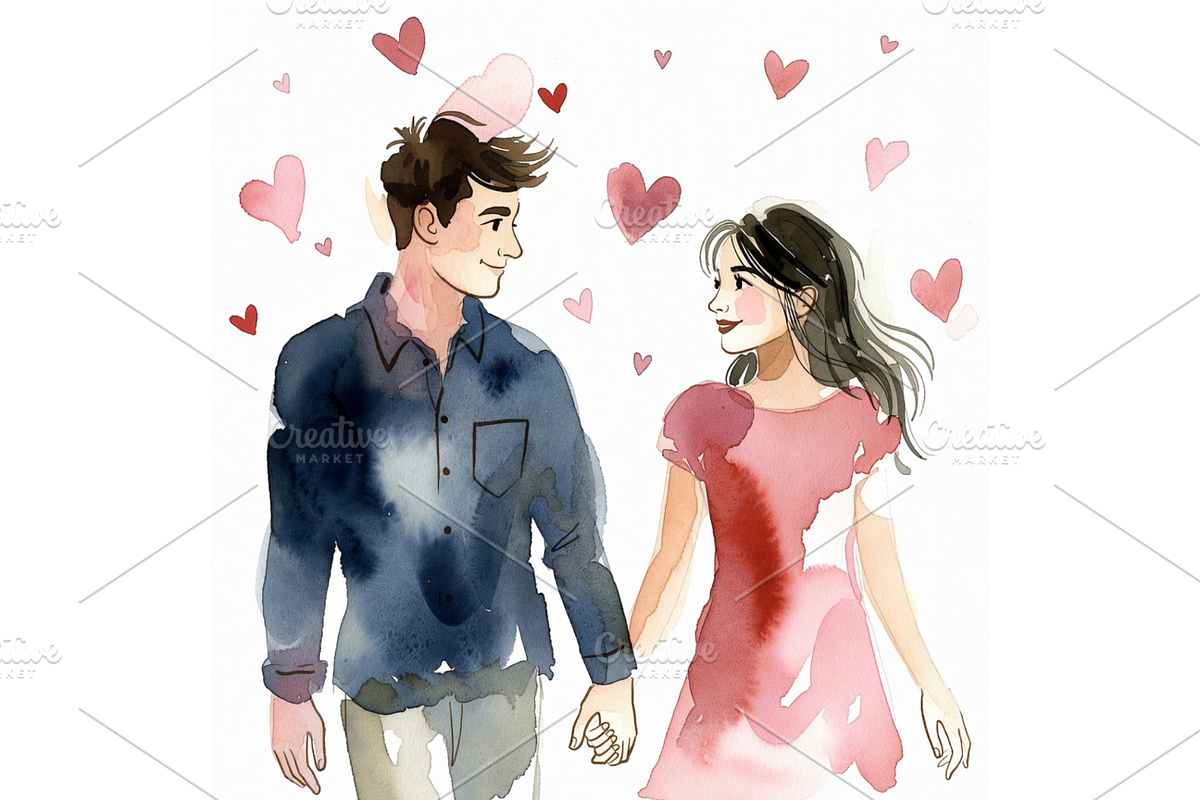 Watercolor Valentine's Day Clipart, a Seasonal Illustration by Creative design (Photo 5 of 7)