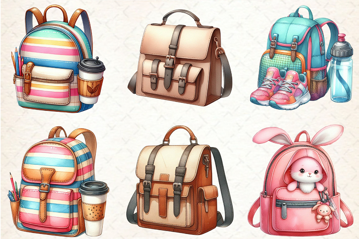 Back To School lady Bag Clipart, a Seasonal Illustration by Rose Art (Photo 3 of 4)