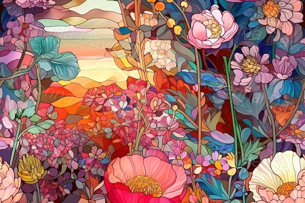 Patterns stained glass flowers, a Pattern Graphic by Bubert Art (Photo 3 of 7)