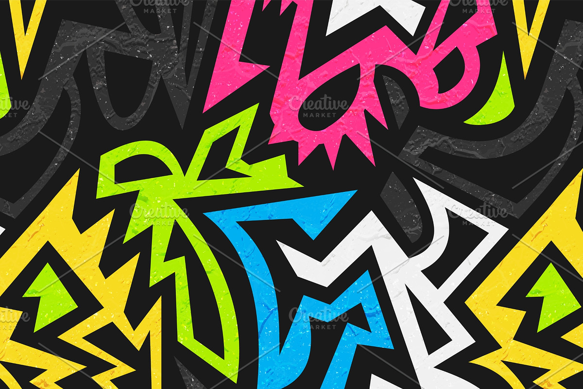 Graffiti geometric pattern pack, a Pattern Graphic by Gudiny (Photo 2 of 13)