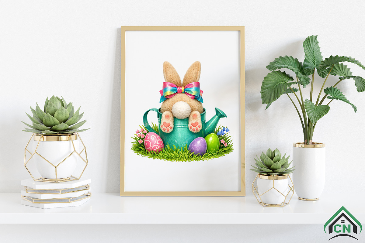 Easter Bunny Garden Clipart PNG, an Illustration by Craft Nest (Photo 3 of 4)
