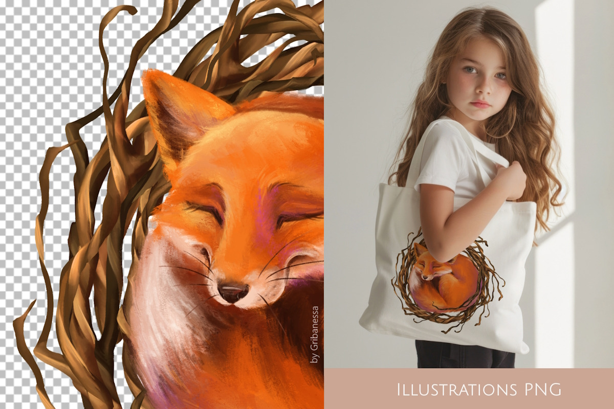 Cozy Autumn Fox & Oak Leaf, an Animal Illustration by Gribanessa (Photo 10 of 11)