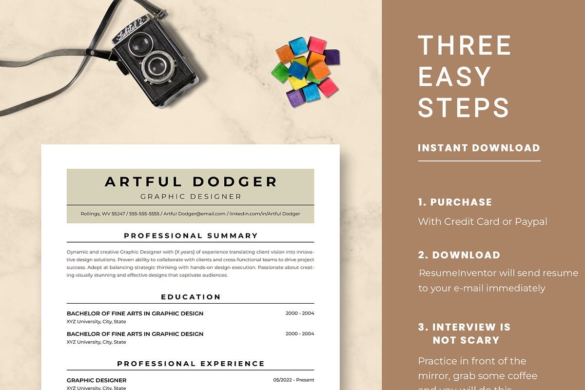 Graphic Designer Resume Template, a Resume Template by ResumeInventor (Photo 9 of 9)