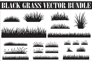 Black Grass Vector Set Bundle., an Illustration by Amazin_art