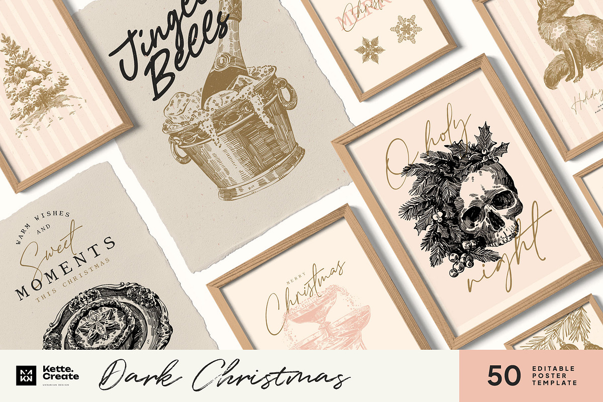 50 Dark Christmas Poster Templates, an Object Graphic by KetteCreate (Photo 1 of 15)