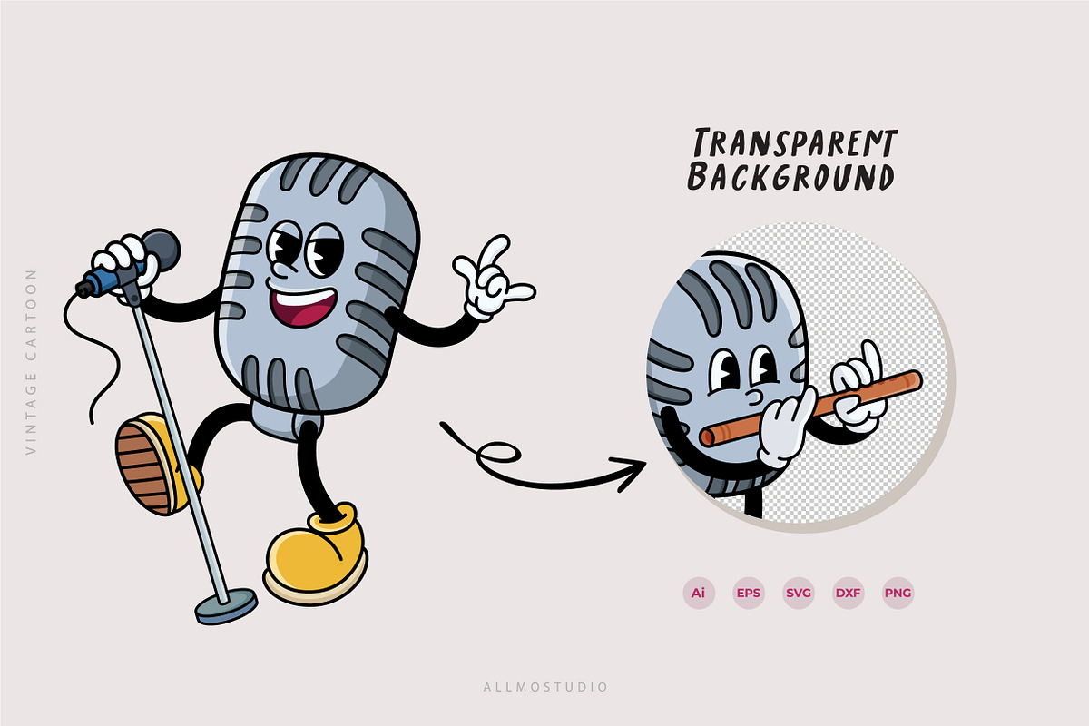 Microphone Character Mascot, an Object Illustration by Allmostudio (Photo 4 of 5)