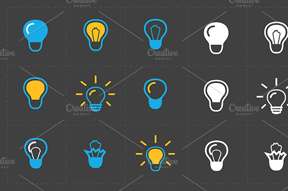 Light Bulbs. Bulb Icon Set.