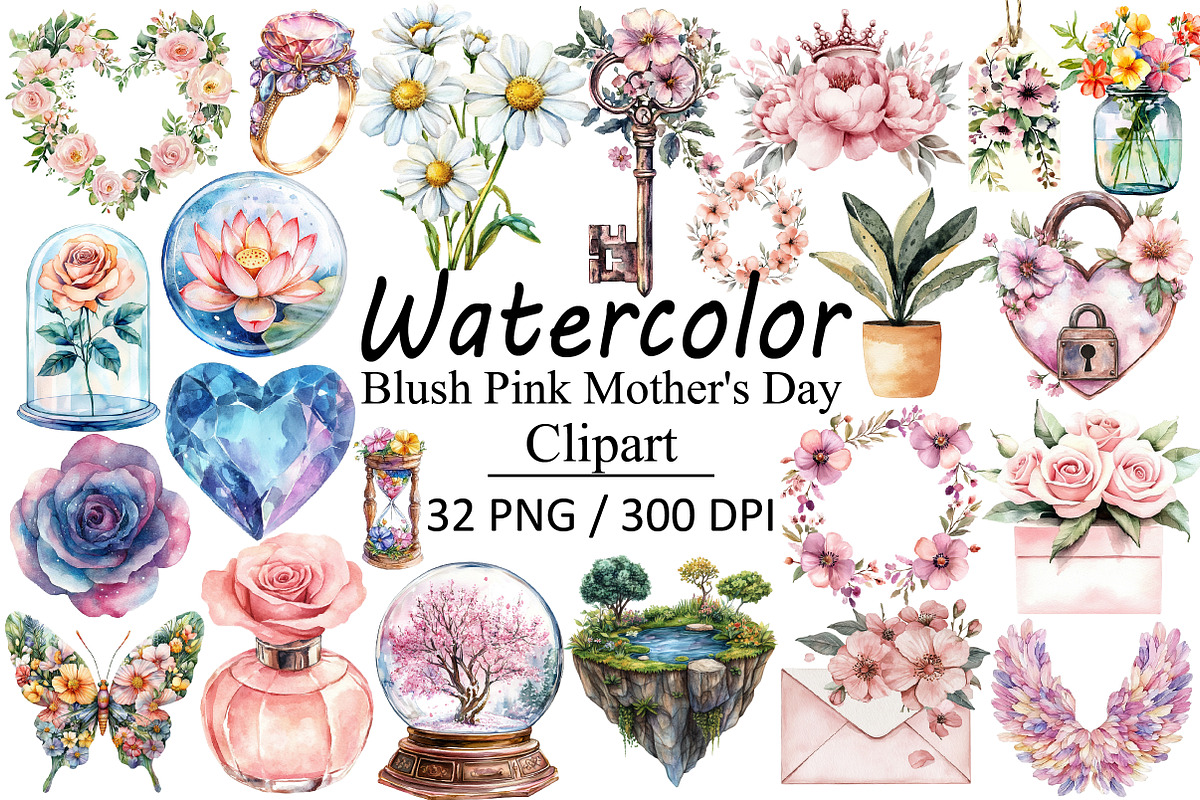 Blush Pink Mother's Day Clipart, an Illustration by Design Market (Photo 1 of 3)