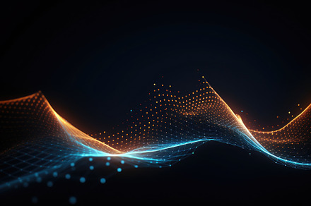 3D illuminated wave of glowing parti, a Photo by Iftikhar Alam