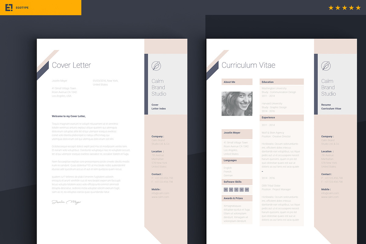 Calm Resume and Letter, a Resume Template by Egotype (Photo 4 of 6)