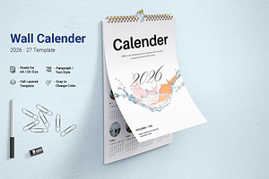 Digital Wall Calendar 26/27 Template, a Brochure Template by GoldenGrid Studio