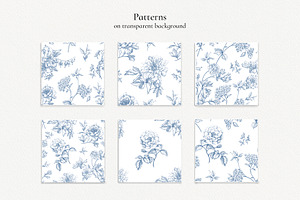 Toile Blue Floral Patterns