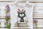 Whimsical Easter Black Cat Clipart, an Illustration by OK Design (Thumbnail 5 of 6)