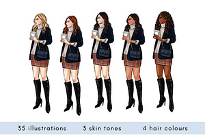 Winter Girls 4 Clipart Set