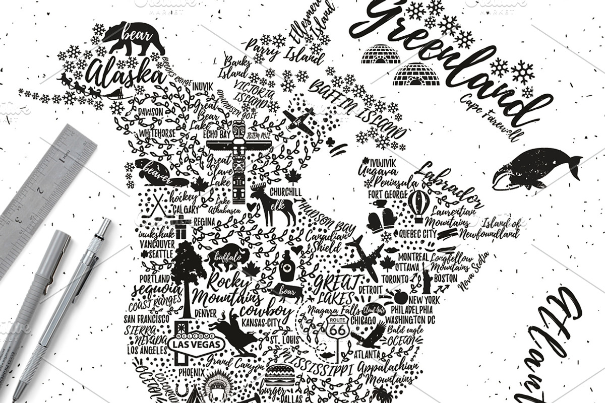 Typography World Map., an Illustration by Moloko88 (Photo 7 of 7)