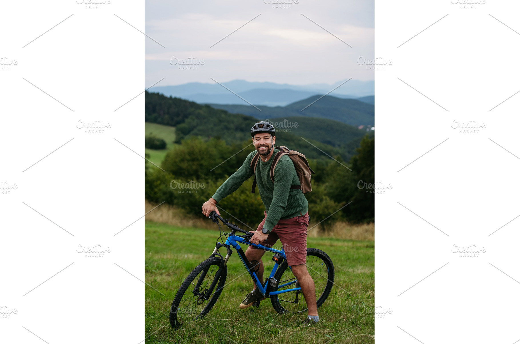miling mature man with bicycle, a Sports & Recreation Photo by HalfPoint