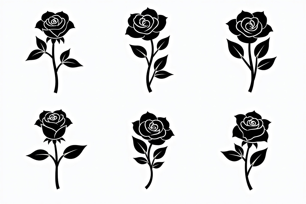 set of vector roses silhouettes, an Illustration by Amazin_art (Photo 8 of 17)