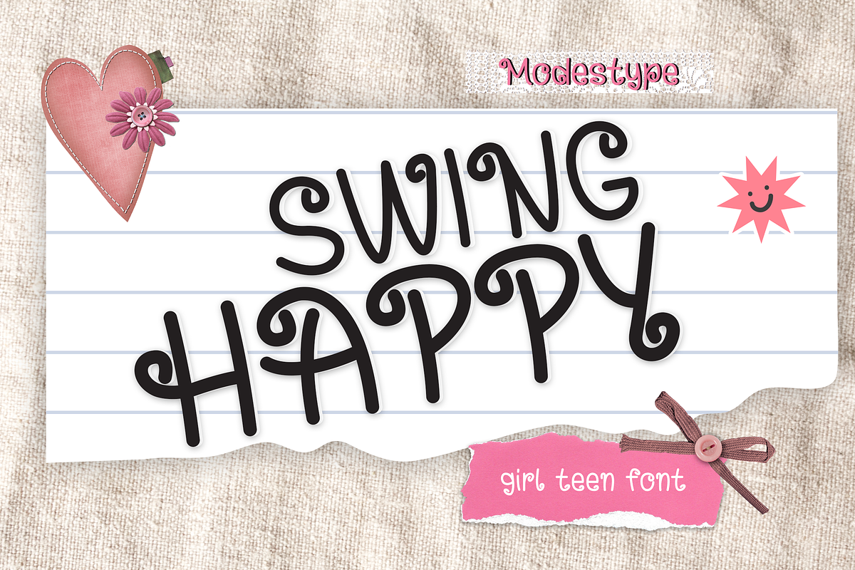 Swing Happy - Girl Teen Font, a Sans Serif Font by Modestype Studio (Photo 1 of 10)