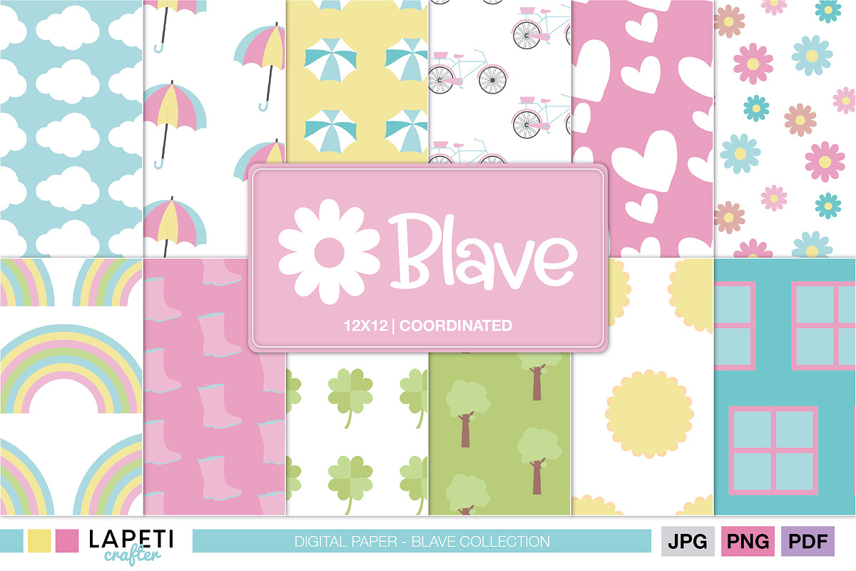 Spring Pastel Digital Paper Pack, a Pattern Graphic by Lapeticrafter (Photo 1 of 5)