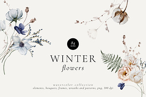 Winter Flowers Watercolor Set