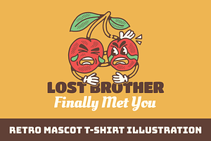 Retro Cherry Brother Mascot