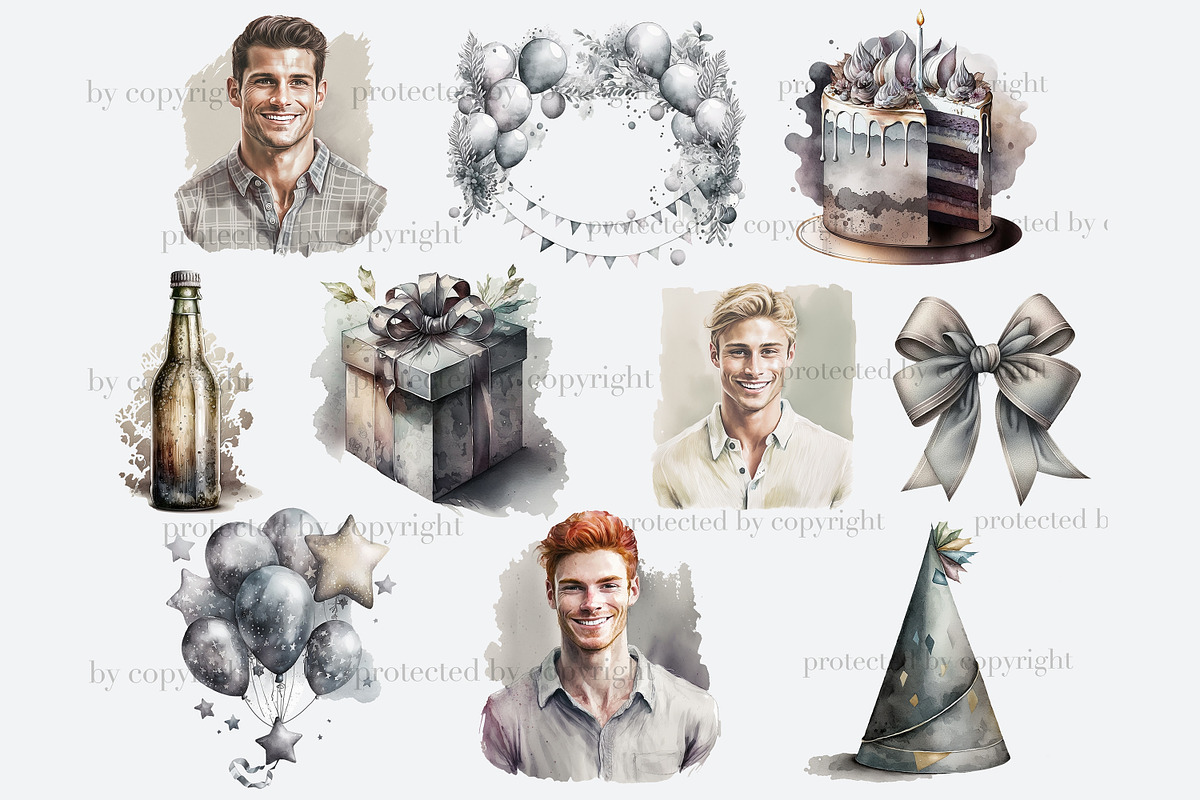 Mans Birthday PNG Files, a Person Illustration by GlamArtZhanna (Photo 2 of 5)