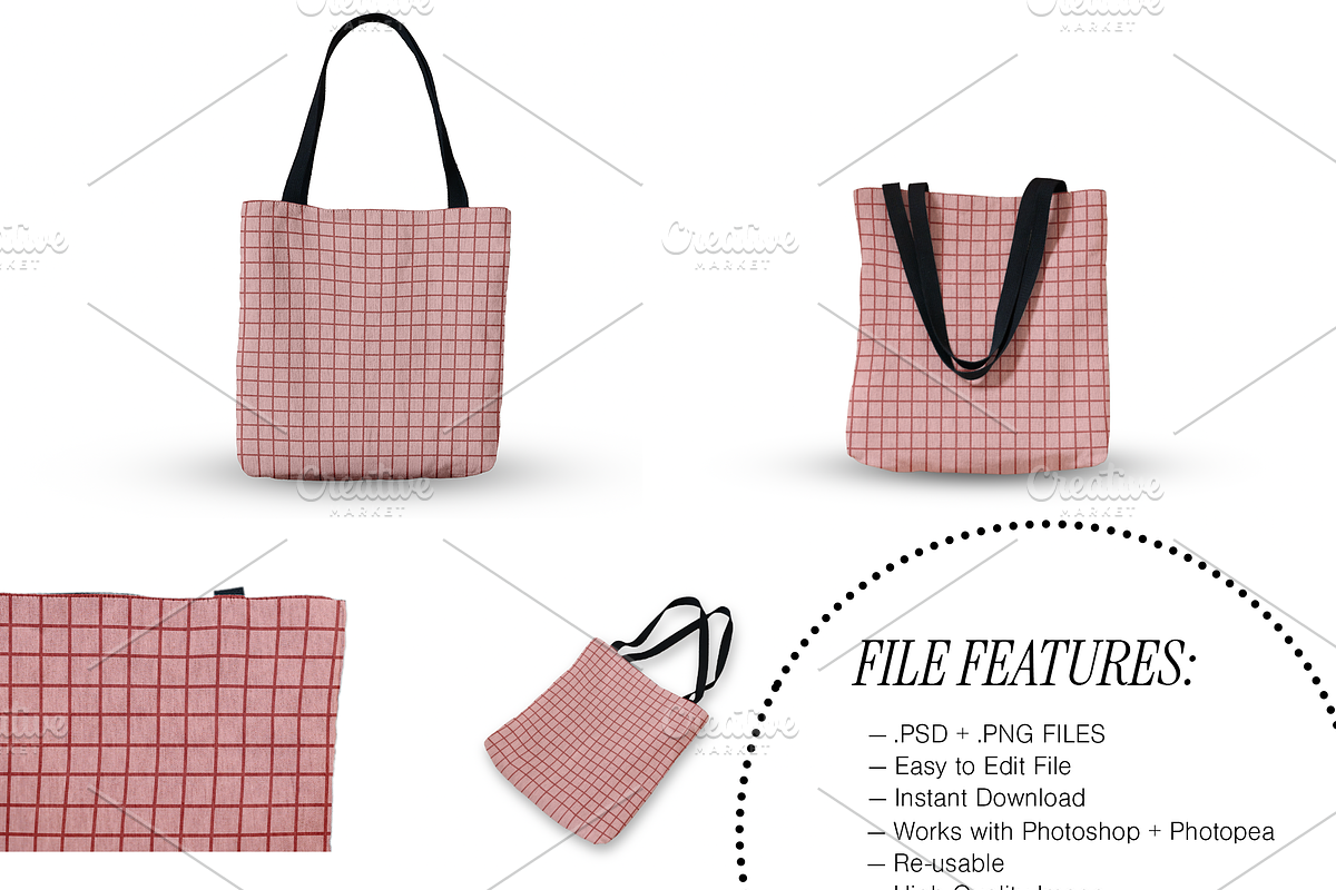 Woven Tote Mockup Bundle - Template, a Mockup by VisualGrid (Photo 2 of 6)