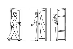 family door home open vector, a Person Illustration by pikepicture